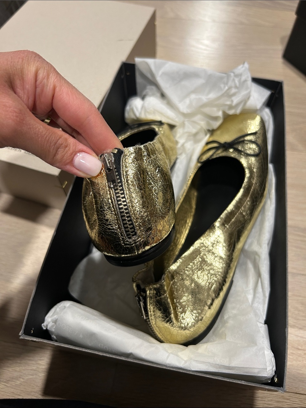 Golden Goose Metallic Ballet Flats with Bow - Picture 2 of 8